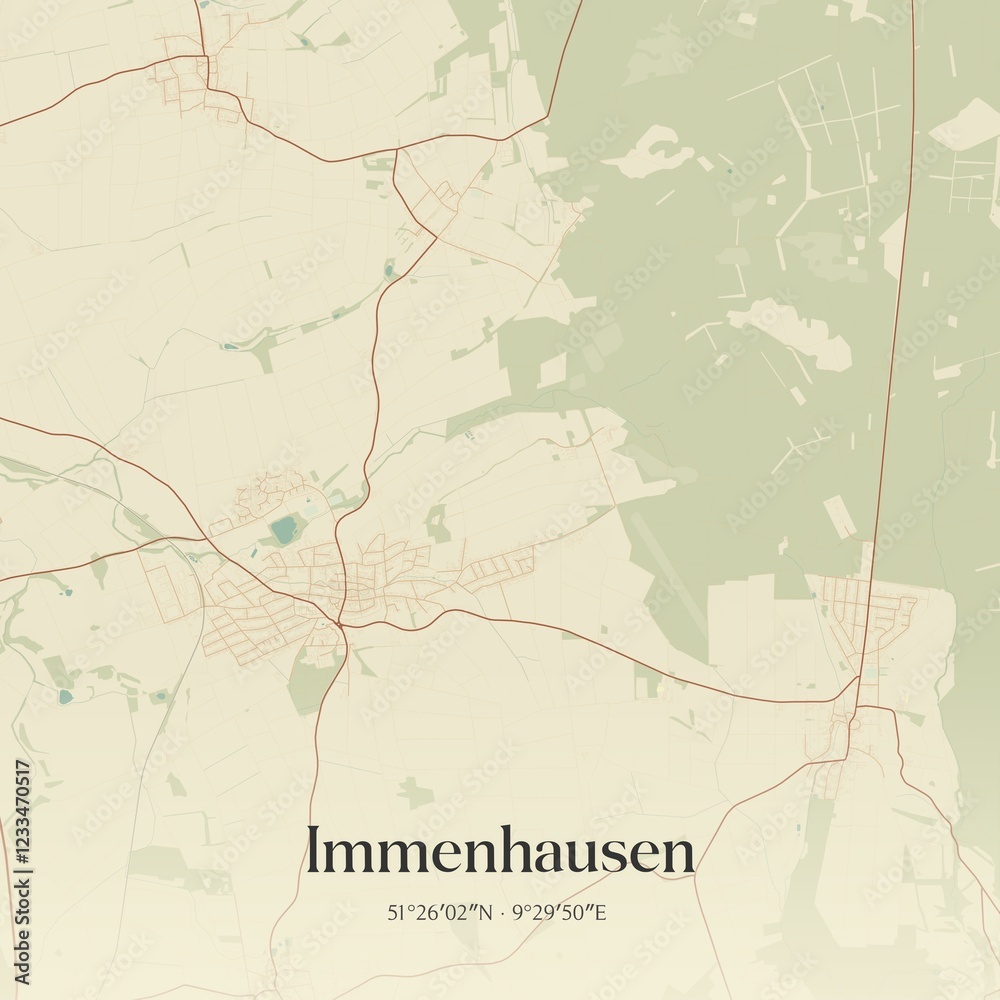 Fototapeta premium Vintage map of Immenhausen, Germany.