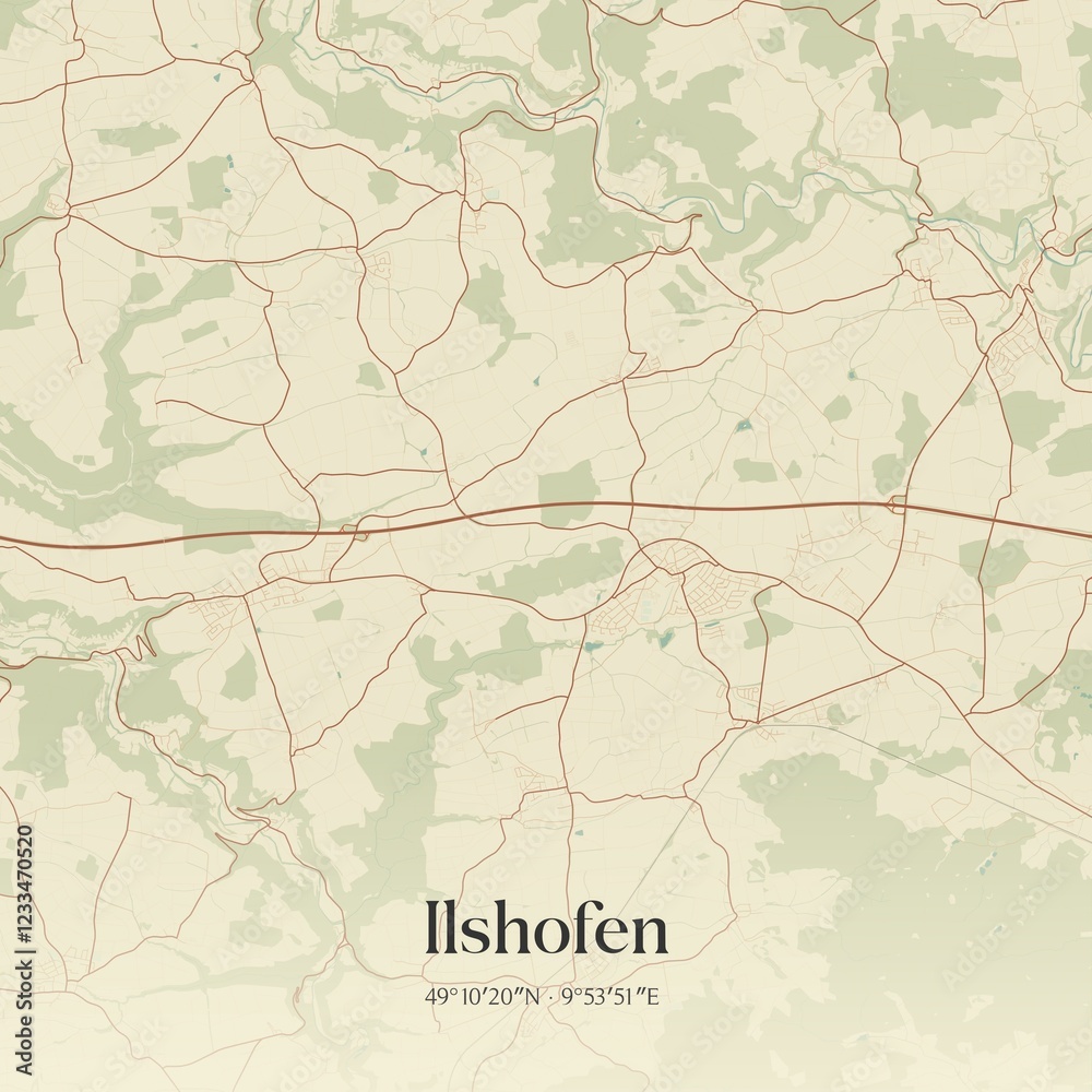 Obraz premium Vintage map of Ilshofen, Germany.