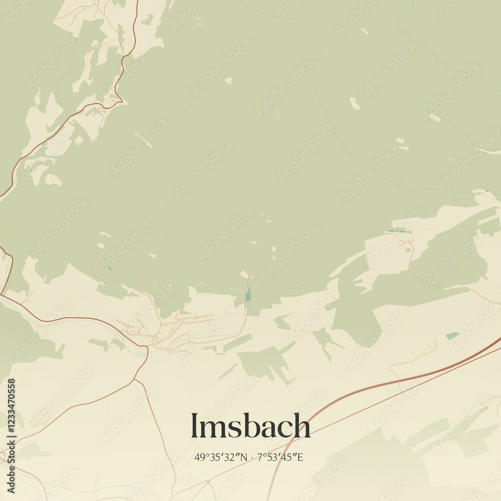Fototapeta premium Vintage map of Imsbach, Germany.