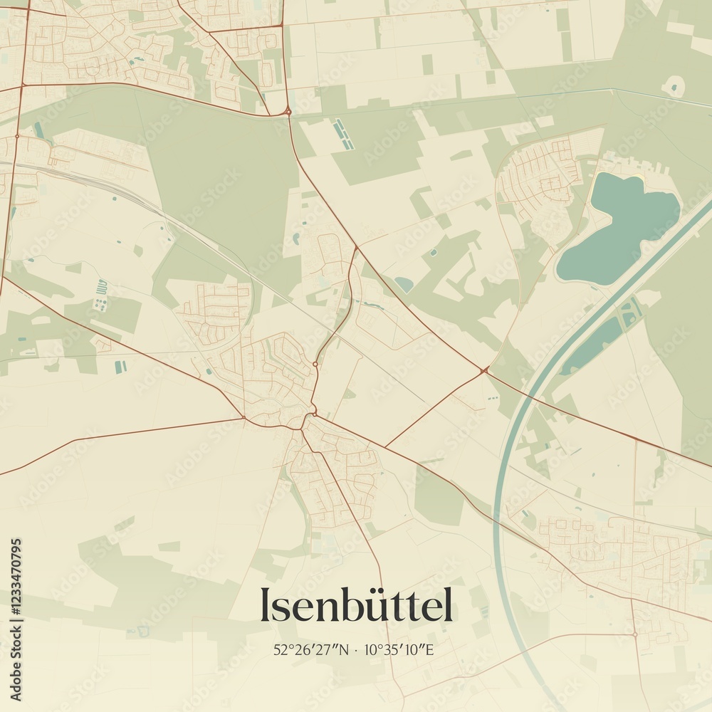 Naklejka premium Vintage map of Isenbuttel, Germany.