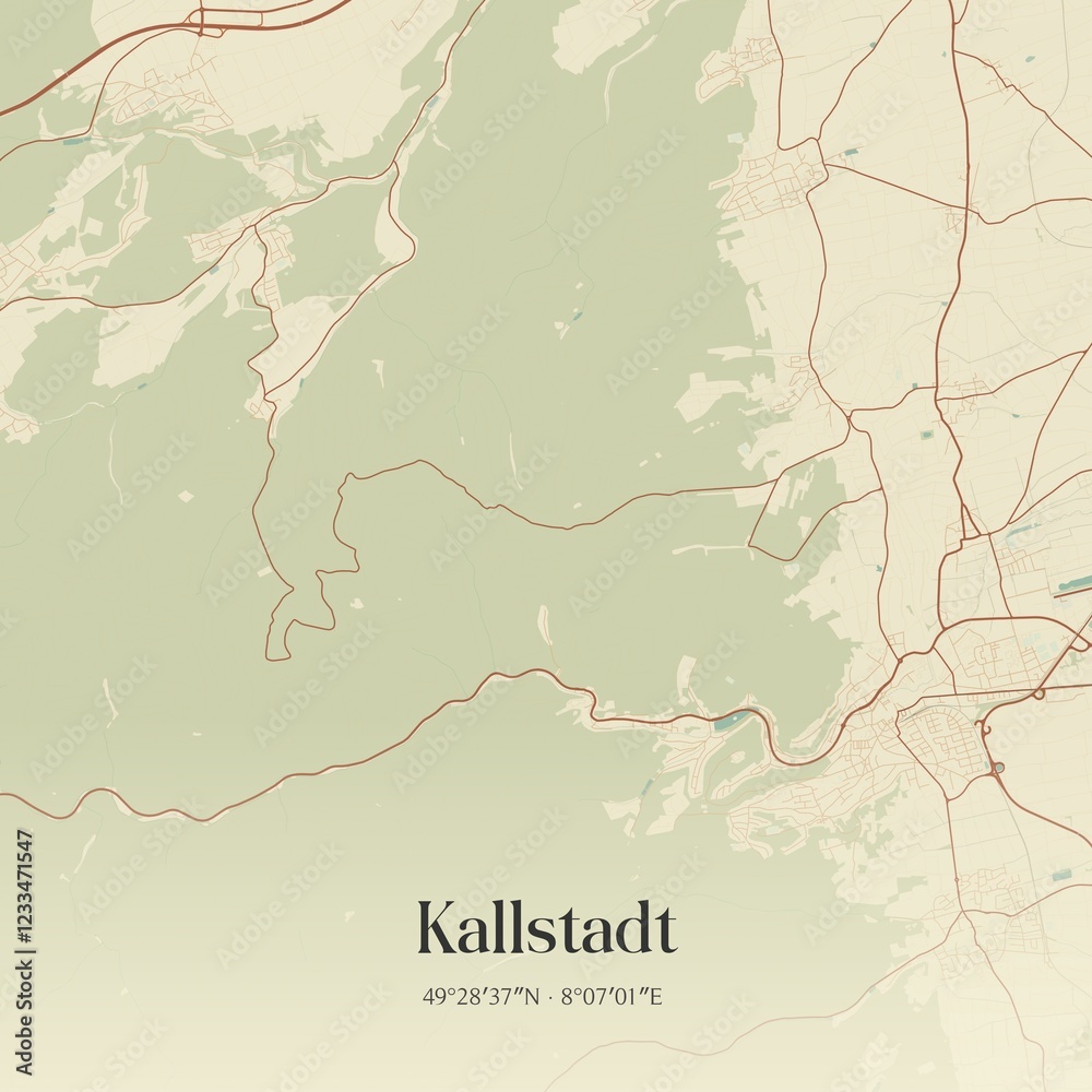 Fototapeta premium Vintage map of Kallstadt, Germany.