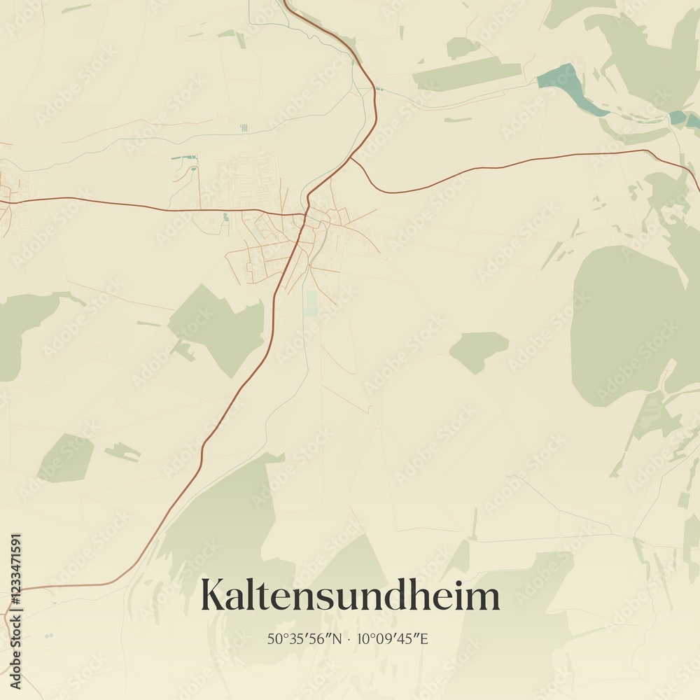 Fototapeta premium Vintage map of Kaltensundheim, Germany.
