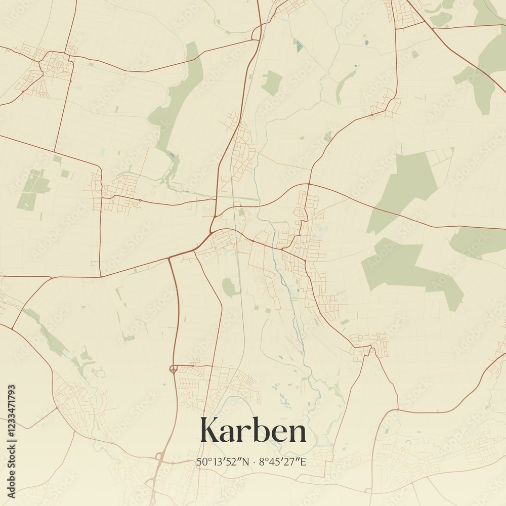 Naklejka premium Vintage map of Karben, Germany.