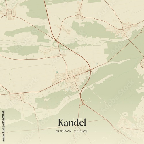 Obraz na płótnie Vintage map of Kandel, Germany. w salonie