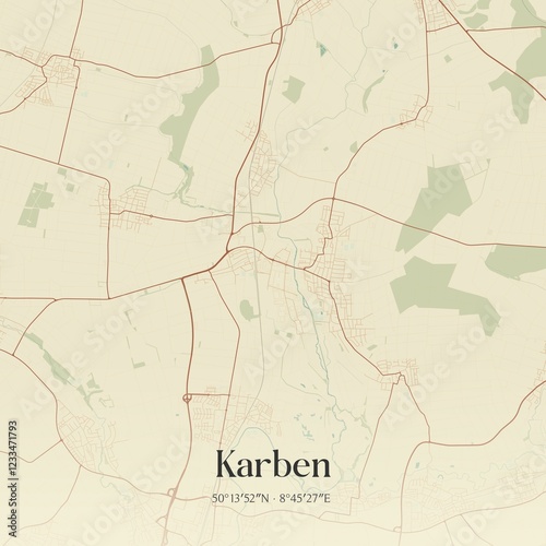 Vintage map of Karben, Germany. photo