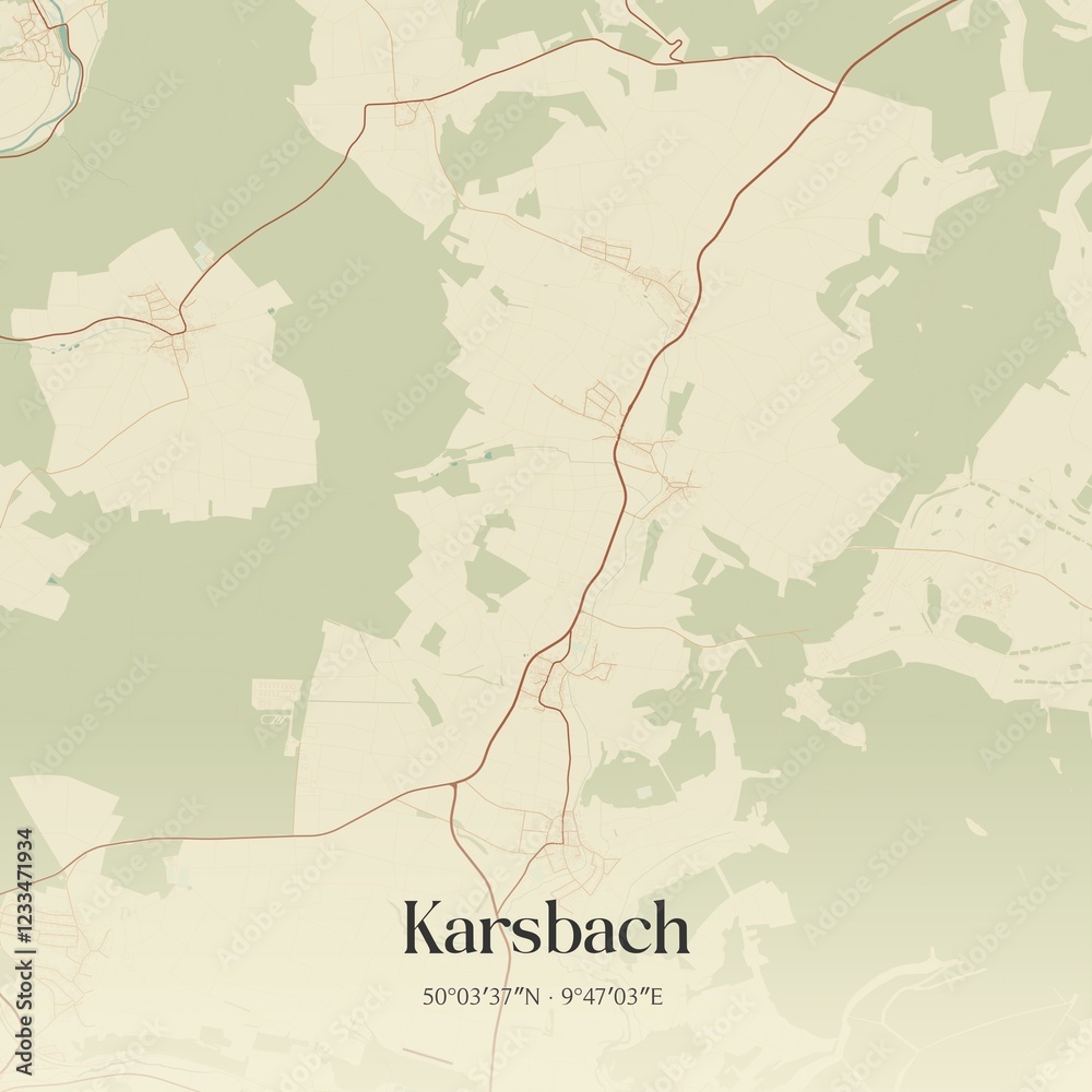 Fototapeta premium Vintage map of Karsbach, Germany.
