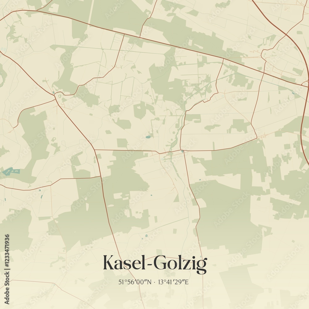 Obraz premium Vintage map of Kasel-Golzig, Germany.
