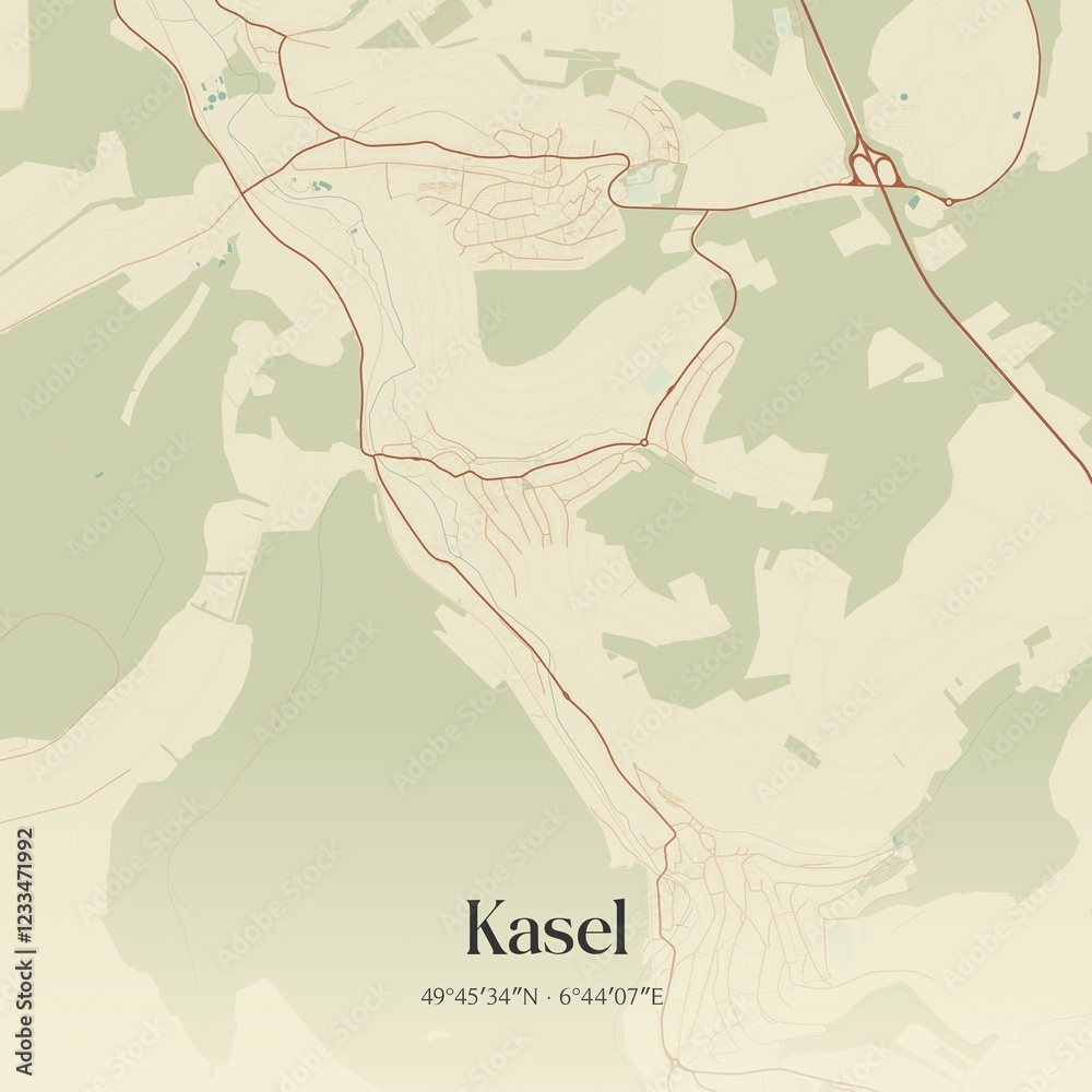 Fototapeta premium Vintage map of Kasel, Germany.