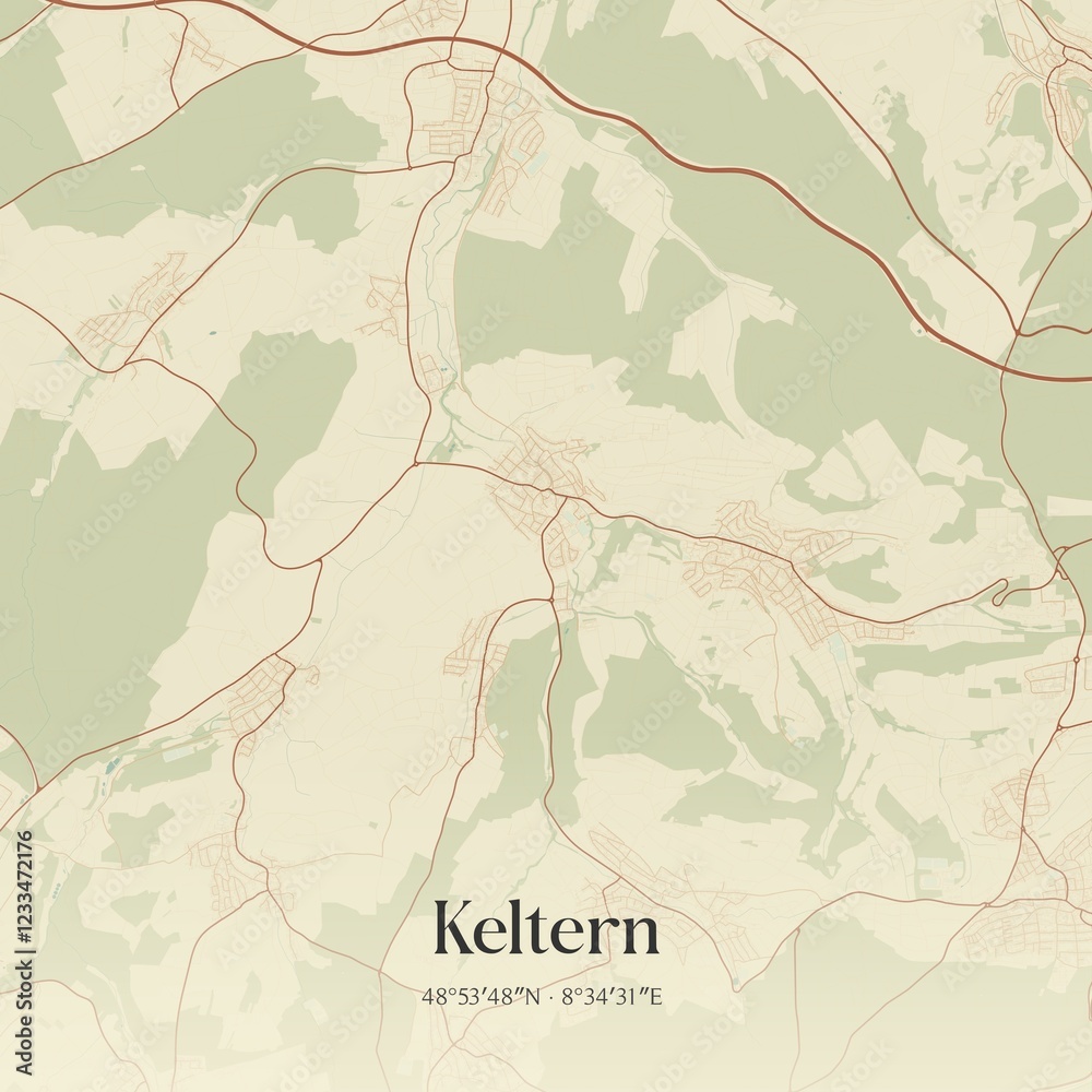 Fototapeta premium Vintage map of Keltern, Germany.