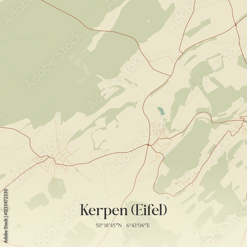 Vintage map of Kerpen (Eifel), Germany. photo