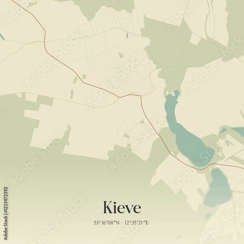 Vintage map of Kieve, Germany. photo