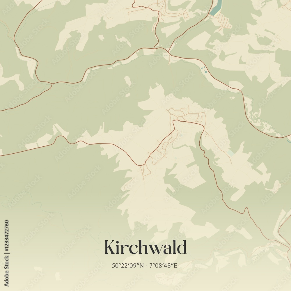 Obraz premium Vintage map of Kirchwald, Germany.