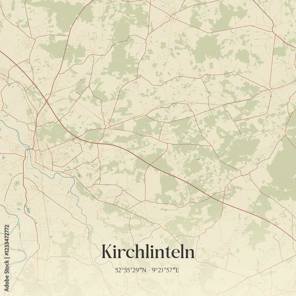 Fototapeta premium Vintage map of Kirchlinteln, Germany.