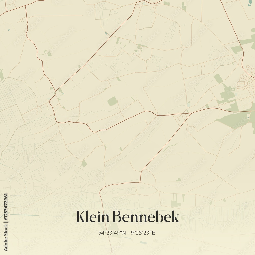 Naklejka premium Vintage map of Klein Bennebek, Germany.