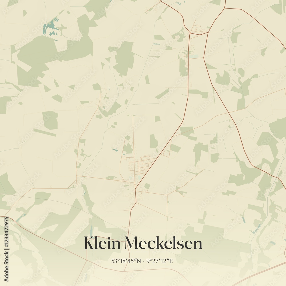 Obraz premium Vintage map of Klein Meckelsen, Germany.