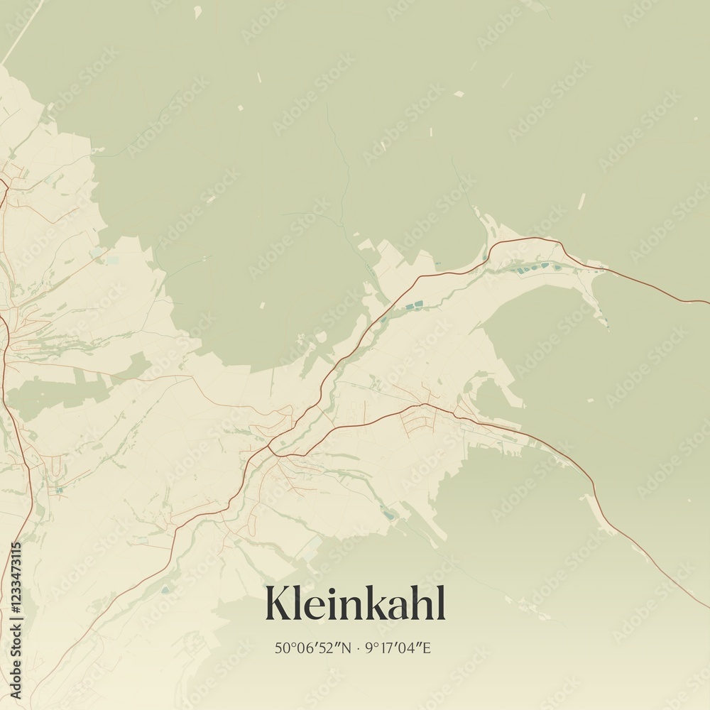 Fototapeta premium Vintage map of Kleinkahl, Germany.