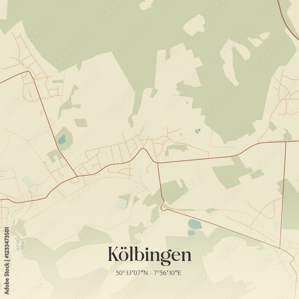 Obraz premium Vintage map of Kolbingen, Germany.