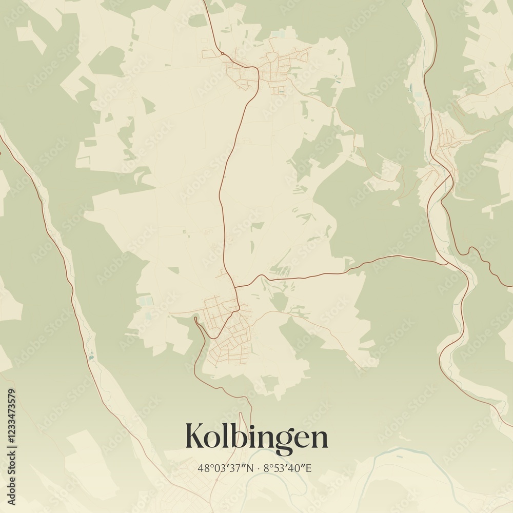 Fototapeta premium Vintage map of Kolbingen, Germany.