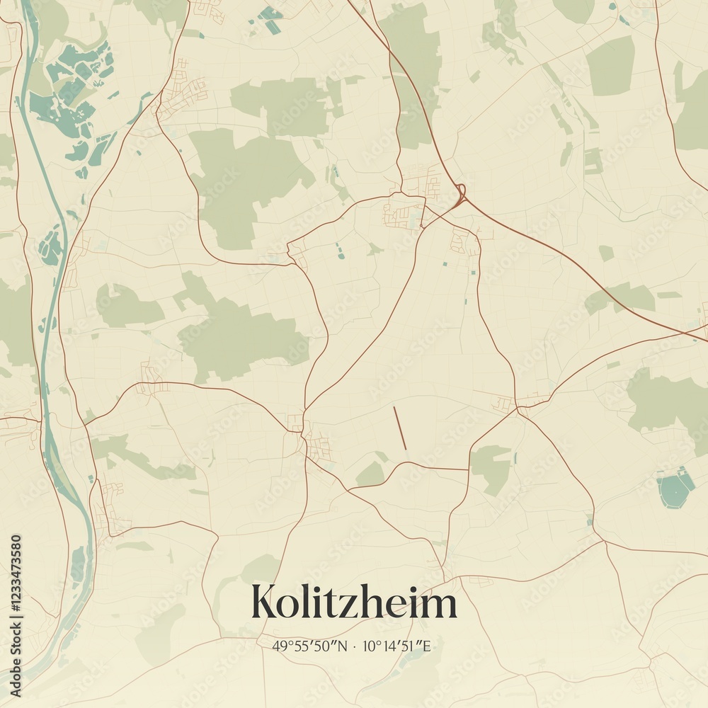Fototapeta premium Vintage map of Kolitzheim, Germany.