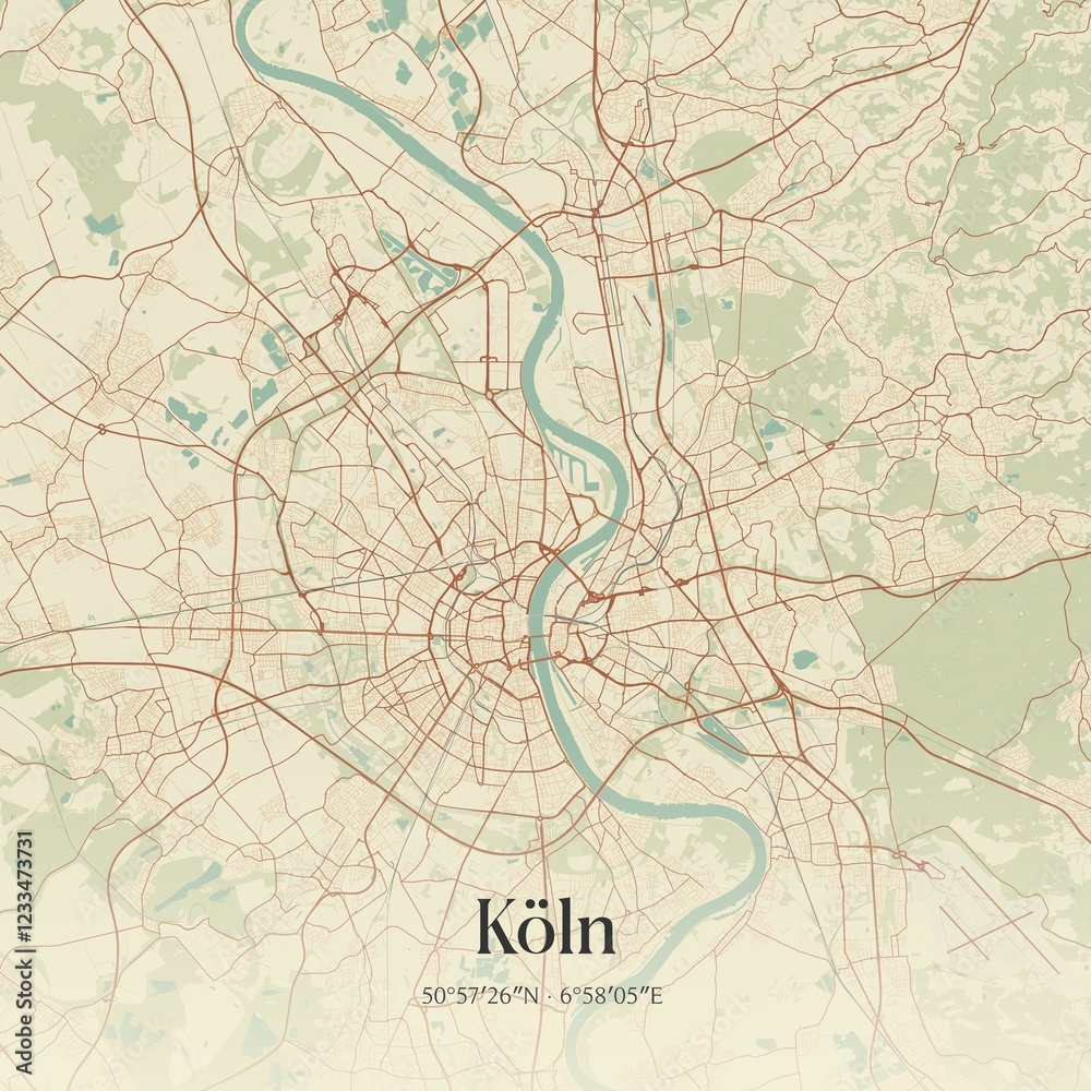 Obraz premium Vintage map of Koln, Germany.