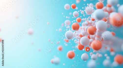 Dynamic particle motion simulation abstract background digital colors close-up science concept