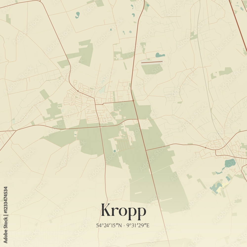 Fototapeta premium Vintage map of Kropp, Germany.