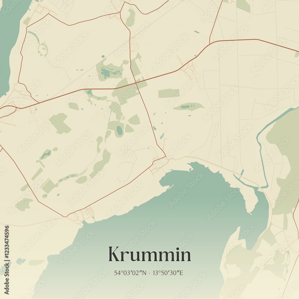 Fototapeta premium Vintage map of Krummin, Germany.