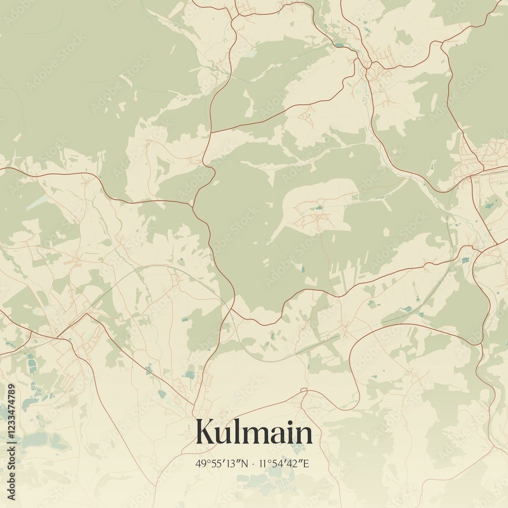 Obraz premium Vintage map of Kulmain, Germany.