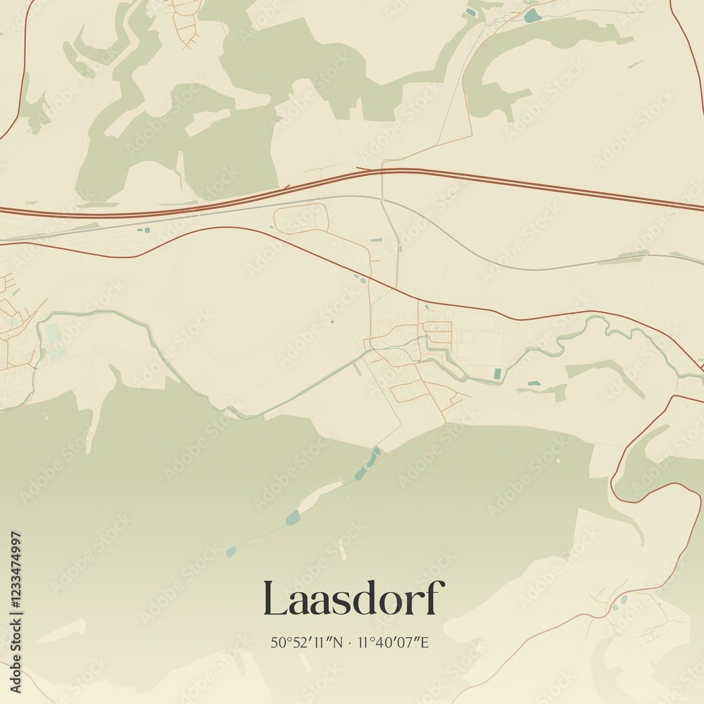 Fototapeta premium Vintage map of Laasdorf, Germany.