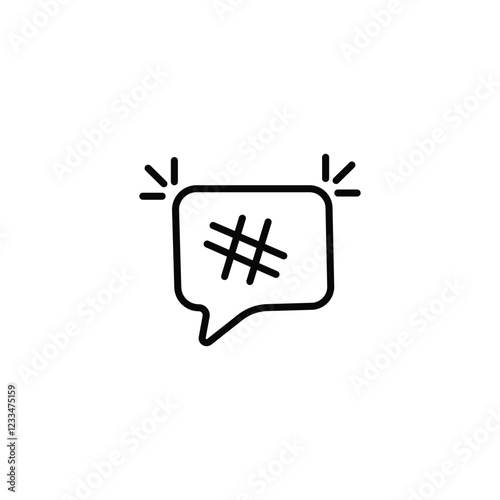 linear black hashtag logo in bubble. communication sign concept or customer experience. minimal style trendy simple hash tag logotype graphic