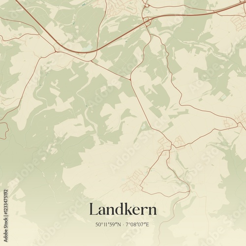 Vintage map of Landkern, Germany. photo