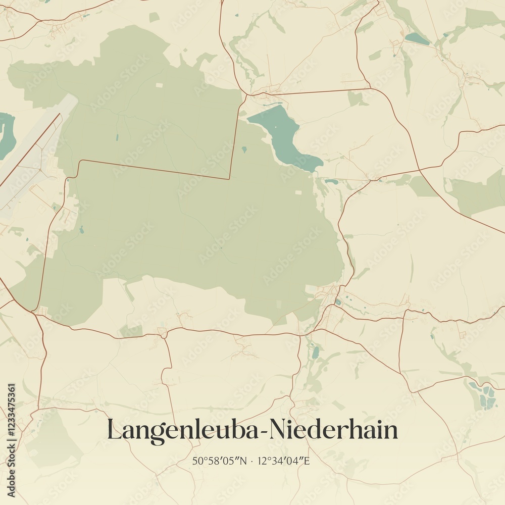 Fototapeta premium Vintage map of Langenleuba-Niederhain, Germany.