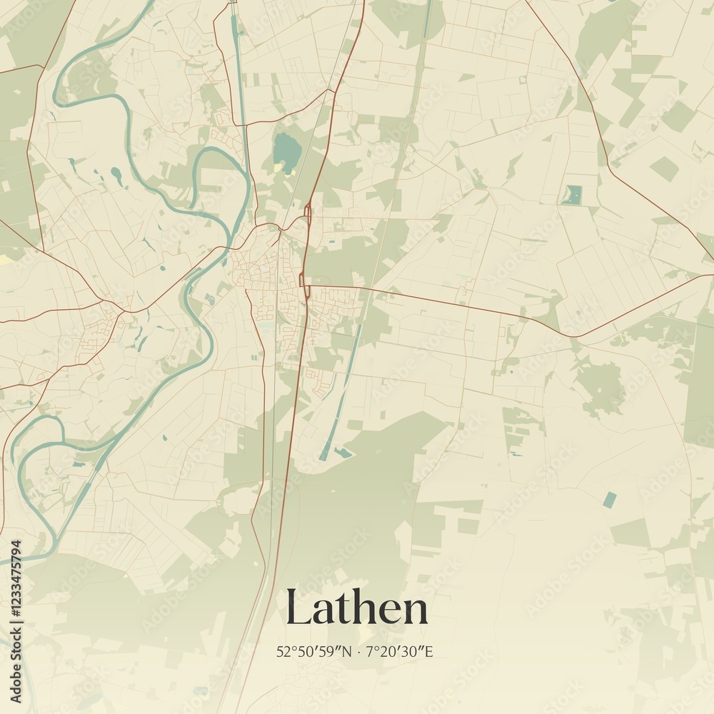 Naklejka premium Vintage map of Lathen, Germany.