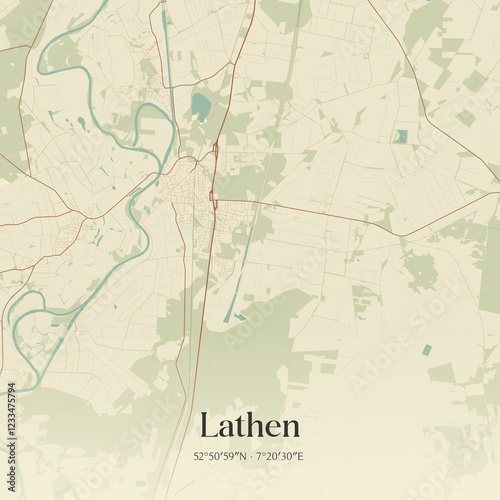 Vintage map of Lathen, Germany. photo