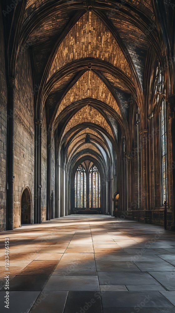 Fototapeta premium Ancient cathedral's serene aisle