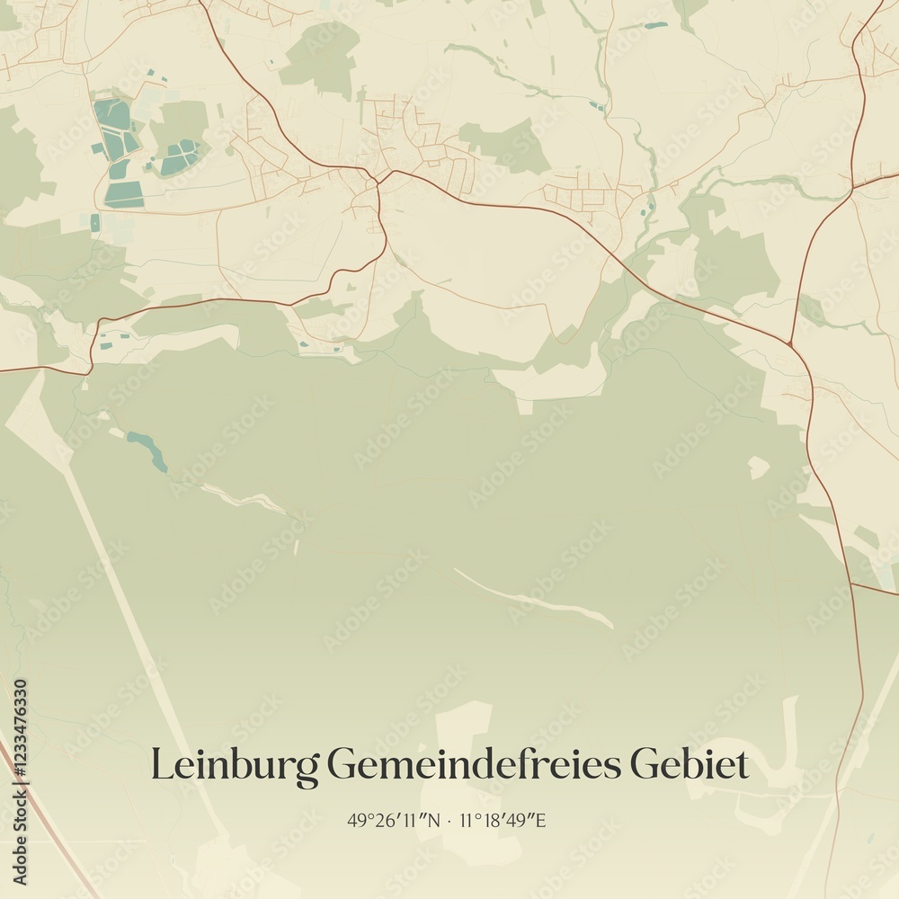 Obraz premium Vintage map of Leinburg Gemeindefreies Gebiet, Germany.