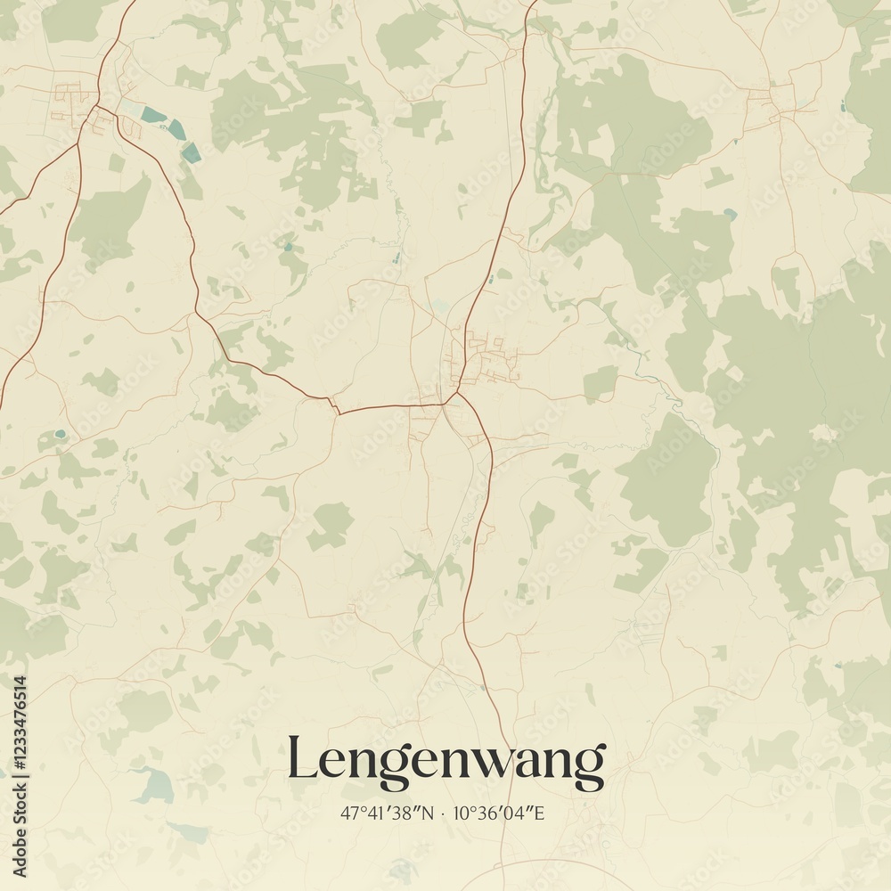 Fototapeta premium Vintage map of Lengenwang, Germany.