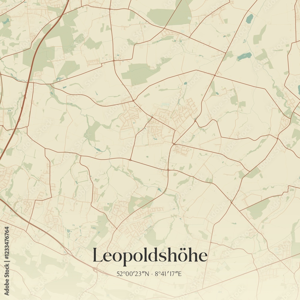 Fototapeta premium Vintage map of Leopoldshohe, Germany.