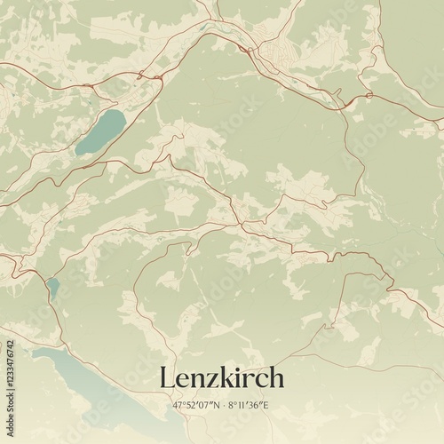 Vintage map of Lenzkirch, Germany. photo