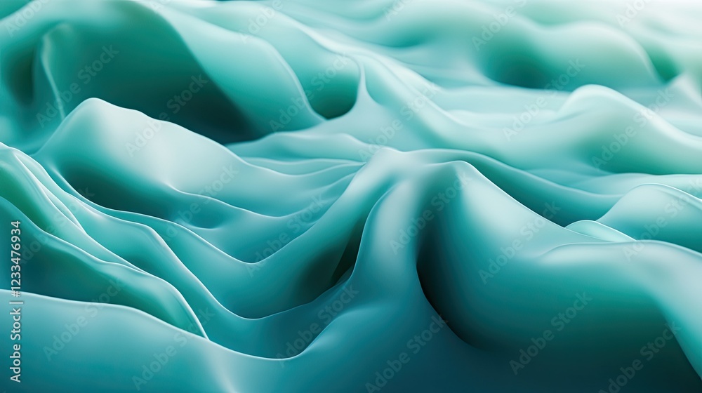 Fototapeta premium Organic Teal Waves in Fluid Motion with Smooth Textured Surface