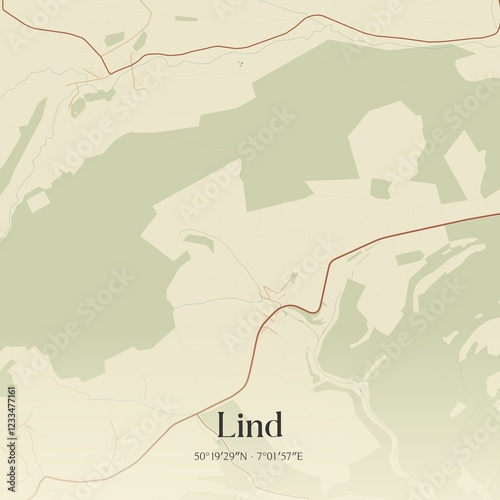 Vintage map of Lind, Germany. photo
