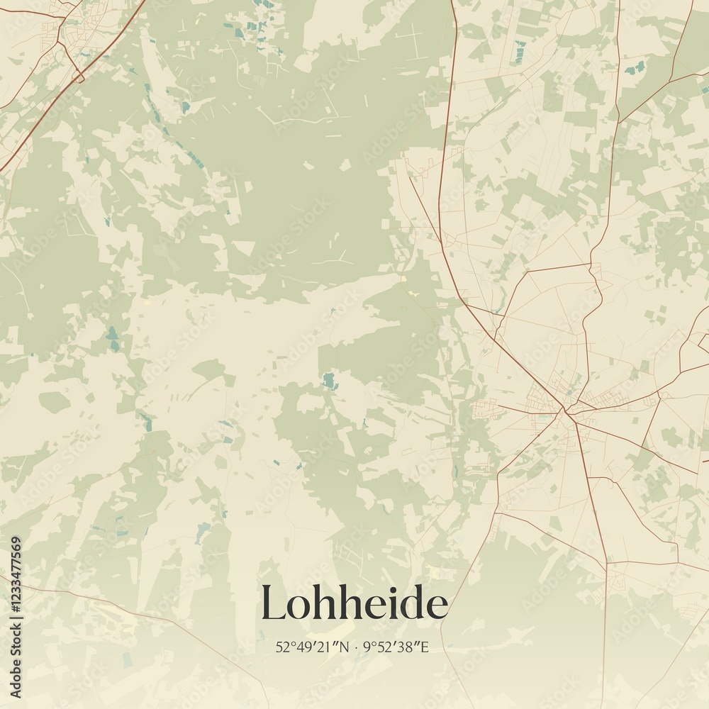 Fototapeta premium Vintage map of Lohheide, Germany.