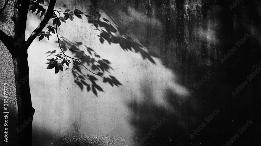 Obraz premium Abstract Black and White Forest Scene with Dramatic Light and Shadow