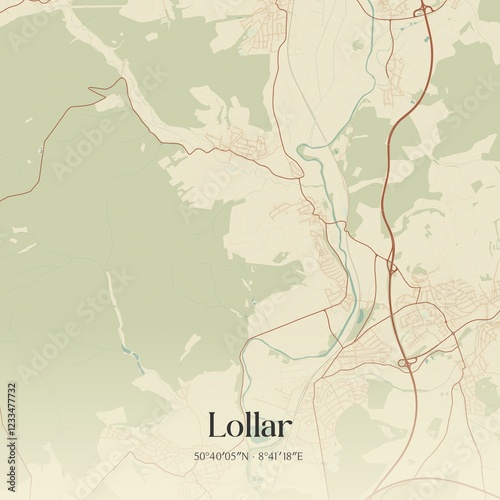 Vintage map of Lollar, Germany.