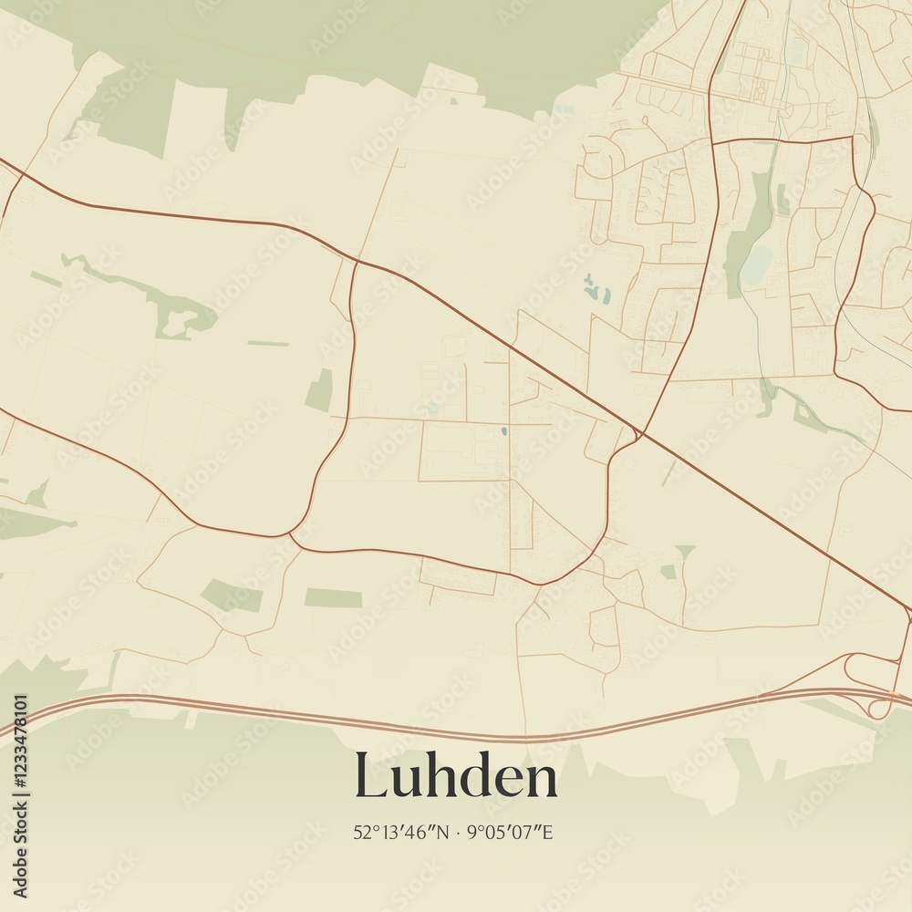 Naklejka premium Vintage map of Luhden, Germany.