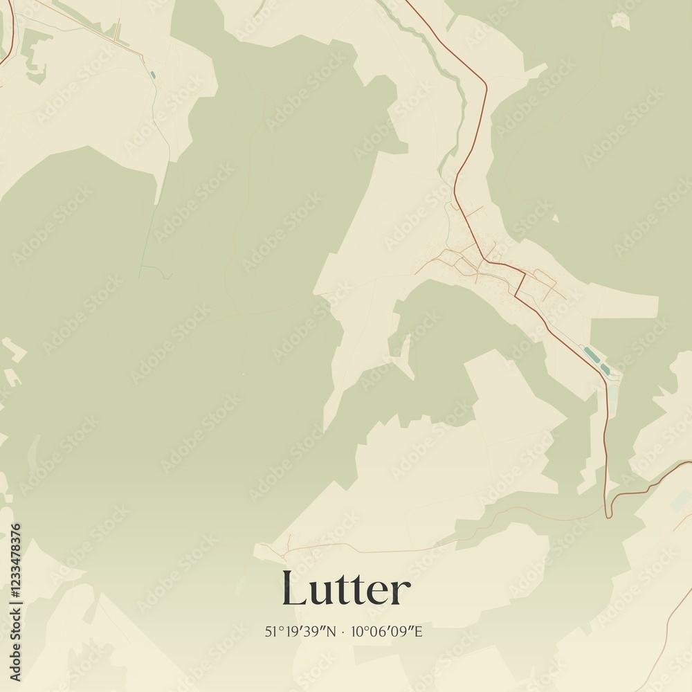 Fototapeta premium Vintage map of Lutter, Germany.