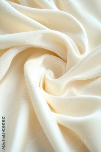 Elegant Cream Silk Fabric Draped Softly photo