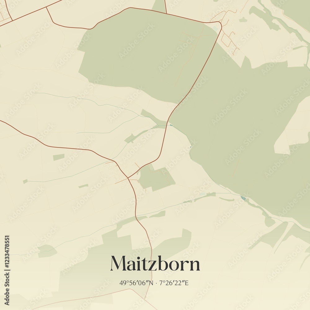 Fototapeta premium Vintage map of Maitzborn, Germany.