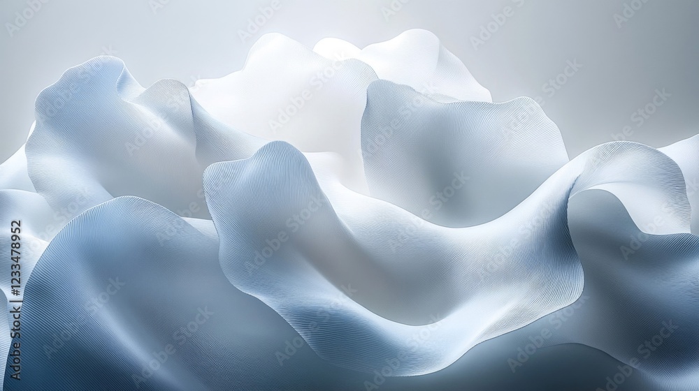 Abstract Blue White Fabric Waves Flowing Softly Abstract Blue White Fabric Waves Flowing Softly