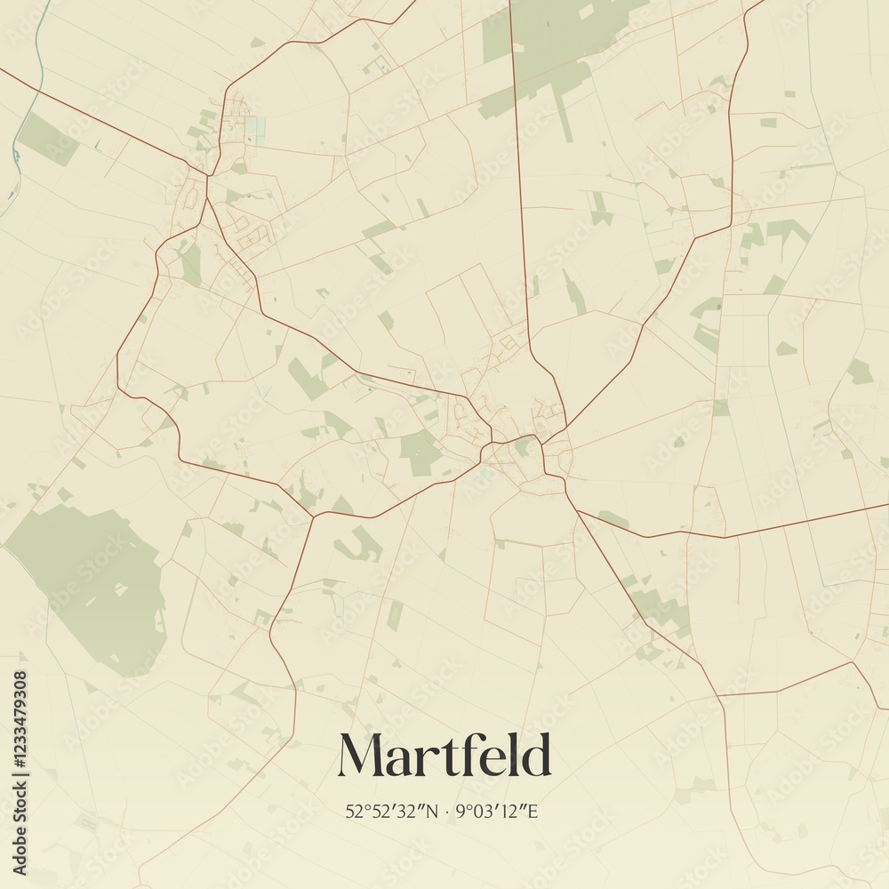 Obraz premium Vintage map of Martfeld, Germany.